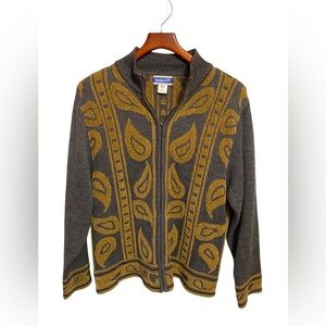 Vintage Pendleton Paisley Knit Full Zip Cardigan Women’s Size XL Wool Blend